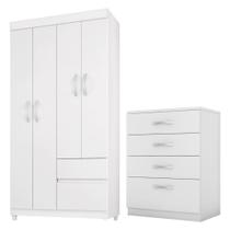 Kit Guarda Roupa Solteiro 4 Portas Lótus Cômoda Astral