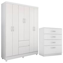 Kit Guarda Roupa Solteiro 6 Portas Flash II Cômoda Astral Kit Guarda Roupa Solteiro 6 Portas Flash II Cômoda Astral