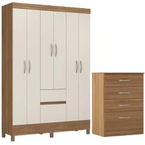 Kit Guarda Roupa Solteiro 6 Portas Flash II Cômoda Astral Kit Guarda Roupa Solteiro 6 Portas Flash II Cômoda Astral