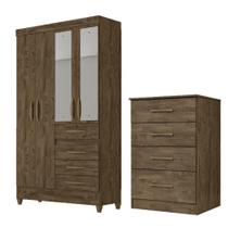 Kit Guarda Roupa Solteiro com Espelho Sobral e Cômoda MS