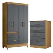 Kit Guarda Roupa Solteiro Madri e Cômoda MS