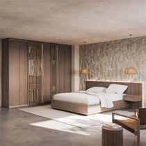 Kit Guarda Roupas 7 Portas e Cama Casal/Queen com LED Seringal CabeCasa MadeiraOriginals Marrom/Nogal Kit Guarda Roupas 7 Portas e Cama Casal/Queen com LED Seringal CabeCasa MadeiraOriginals Marrom/Nogal