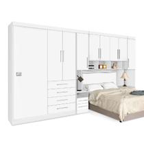 Kit Guarda Roupas Modulado Completo Georgia J&A Branco Para Cama Box 1,38M Casal