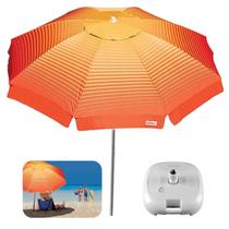 Kit Guarda Sol 2,2m Articulado Alumínio Sombreiro Cancun Laranja Base Plástica Branco - Tobee Kit Guarda Sol 2,2m Articulado Alumínio Sombreiro Cancun Laranja Base Plástica Branco - Tobee