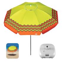 Kit Guarda Sol 2,4m Articulado Alumínio Sombreiro Ibiza Verde Limão Base Plástica Branco - Tobee