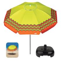 Kit Guarda Sol 2,4m Articulado Alumínio Sombreiro Ibiza Verde Limão Base Plástica Preto - Tobee