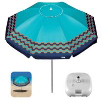 Kit Guarda Sol 2,5m Articulado Alumínio Sombreiro Ibiza Turquesa Base Plástica Branco - Tobee