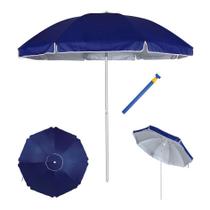 Kit Guarda Sol 2,6m Alumínio Articulado Grande Azul + Saca areia - Mor