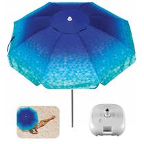 Kit Guarda Sol 2m Alumínio Sombreiro Aruba Azul Marinho Com Base Plástica Branca - Tobee