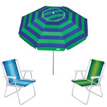 Kit Guarda Sol 2m Aruba Azul 2 Cadeira Alta Alumínio Praia Piscina Camping - Tobee Kit Guarda Sol 2m Aruba Azul 2 Cadeira Alta Alumínio Praia Piscina Camping - Tobee