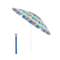 Kit Guarda-Sol Aluminio Articulado 2,40M Floral + Saca areia