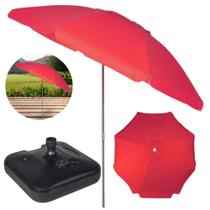 Kit Guarda-sol Bagum Praia Vermelho 2m + Base 18 Kg Preto Bel