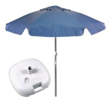 Kit Guarda-sol Em Bagum 2,00m Azul com Base Água e areia 18kg