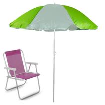 Kit Guarda Sol Gigante 1,8m Para Praia Piscina Camping Acompanha Cadeira De Praia - Marca Mor