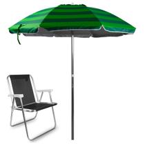 Kit Guarda Sol Praia Piscina Camping 2,00m Vermelho Articulado Acompanha Cadeira De Praia - Marca Mor