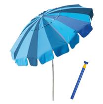 Kit Guarda Sol Sky 2,20m Poliéster Alumínio Grande Azul Saca Areia Pressão - Mor Kit Guarda Sol Sky 2,20m Poliéster Alumínio Grande Azul Saca Areia Pressão - Mor