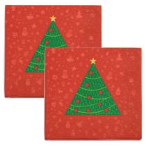 Kit Guardanapo de Natal Estampado Vermelho Pinheiro Verde 33x33cm Folha Dupla Prime 40 Unidades
