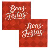 Kit Guardanapo de Natal Vermelho Boas Festas 25x25cm Folha Dupla Prime 40 Unidades Kit Guardanapo de Natal Vermelho Boas Festas 25x25cm Folha Dupla Prime 40 Unidades