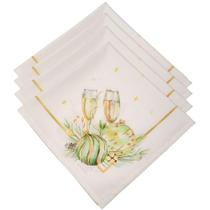 Kit Guardanapo de Tecido Celebra de Natal Poliéster Oxford 40cmx40cm 4 Unidades Dourado Kit Guardanapo de Tecido Celebra de Natal Poliéster Oxford 40cmx40cm 4 Unidades Dourado