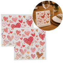 Kit Guardanapo Estampado Corações Branco e Vermelho 40 Folhas 16cm - Tuut Kit Guardanapo Estampado Corações Branco e Vermelho 40 Folhas 16cm - Tuut