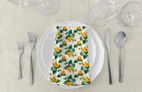 Kit Guardanapos De Tecido Oxford Rosas Amarelas Bege