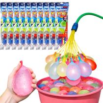 Kit Guerra de Água 370 Balões Bexiga Enche Fácil Auto Amarra Brincadeira Chácara Praia