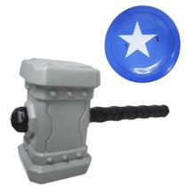 Kit Guerreiro Medieval Martelo + Escudo Azul +3 Anos