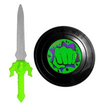 Kit Guerreiro Super Heróis com Espada e Escudo Verde Kit Guerreiro Super Heróis com Espada e Escudo Verde