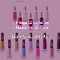 Kit Guga 12 esmaltes - 6 Nudes + 6 Glitters