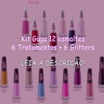 Kit Guga 12 esmaltes - 6 Tratamentos + 6 Glitters