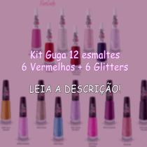 Kit Guga 12 esmaltes - 6 Vermelhos + 6 Glitters