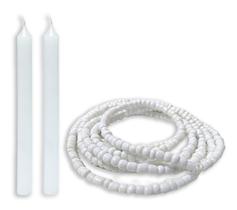 Kit Guia Colar Miçanga Branco Oxalá Umbanda + Velas Brancas - Flash