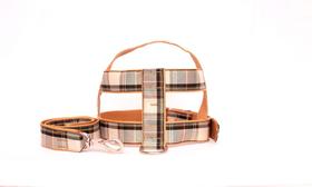 Kit Guia com peitoral 40mm xadrez marrom tam 9 (63cm a 84cm)