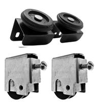 Kit Guia e Roldana Inferior e Superior Articulada para Porta de Correr de Aço 45mm