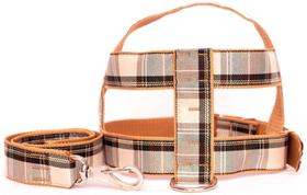 Kit Guia peitoral 40mm xadrez marrom tam 8 (56 cm a 74 cm)