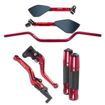 Kit Guidão 22mm Esportivo Manopla Punho Retrovisor Tomok Manete Fazer 250