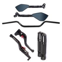 Kit Guidão 22mm Manopla Esportiva Retrovisor Manete MT07 MT09 XJ6
