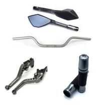 Kit Guidão 22mm Manopla Jupiter Retrovisor Manete Cb250f Cg150