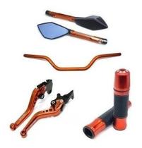 Kit Guidão 22mm Manopla Jupiter Retrovisor Manete Cb250f Cg150