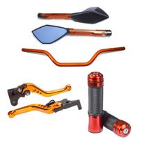 Kit Guidão Esportivo Manopla Fenix Manete Retrovisor Factor 125 150 Fazer 150 250