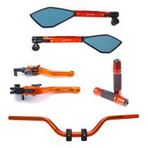 Kit Guidão Naked Manopla Retrovisor Manete Cb250f Cb300 Cargo