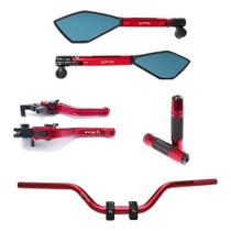 Kit Guidão Naked Manopla Retrovisor Manete Cb250f Cb300 Cargo