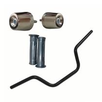 Kit Guidão para Dafra Next Todos os Anos com Manoplas e Pezinhos Cinza Escuro