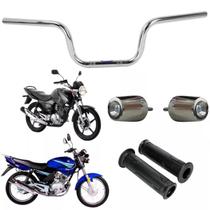 Kit Guidão Ybr Com Pesinho Pcx e Par de Manoplas 125 2001 ate 2015 Factor Yamaha Peso Moto Rosca Aço