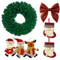 Kit Guirlanda De Natal Com Laço e Enfeites Premium