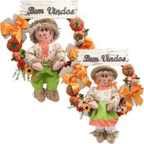 Kit Guirlanda Espantalho Casal Festa Junina Xará Sítio 50cm Kit Guirlanda Espantalho Casal Festa Junina Xará Sítio 50cm