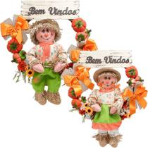 Kit Guirlanda Espantalho Casal Festa Junina Xará Sítio 50cm Kit Guirlanda Espantalho Casal Festa Junina Xará Sítio 50cm