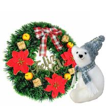 Kit Guirlanda Feliz Natal Com Boneco Urso Polar De Cachecol