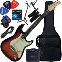 Kit Guitarra Elétrica Strato Tagima Woodstock Tg-500 Classic SB Sunburst Gx03