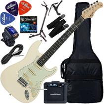 Kit Guitarra Elétrica Strato Tagima Woodstock Tg-500 Classic WH Branca Gx03